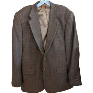 Haspel Brown/Tan 100% Lambswool Blazer Jacket Size 44R EUC